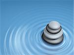Zen stone on blue water ripple background