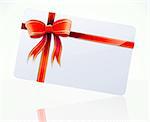 Vector illustration of decorated gift card with red ribbons and bow