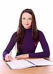 woman with documents. Isolated at white background