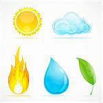 illustration of kinds of weather on white background