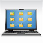 illustration of file icons in laptop on white background