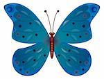 A beautiful blue butterfly isolated.  Vector illustration. Vector art in Adobe illustrator EPS format, compressed in a zip file. The different graphics are all on separate layers so they can easily be moved or edited individually. The document can be scaled to any size without loss of quality.