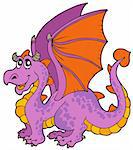 Cartoon dragon with big wings - vector illustration.