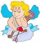 Dreaming Cupid on white background - vector illustration.