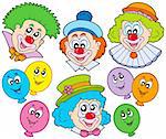 Funny clowns collection - vector illustration.