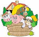 Group of farm animals - vector illustration.