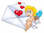 Cupid holding envelope 1 - color illustration.