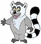 Cartoon lemur on white background - vector illustration.