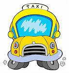 Cartoon taxi car - vector illustration.