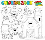 Coloring book with farm animals 1 - vector illustration.