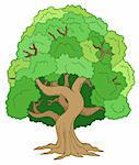 Green leafy tree - vector illustration.