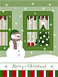 vector snowman and christmas window, Adobe Illustrator 8 format
