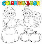 Coloring book Thanksgiving theme - vector illustration.