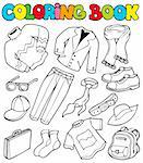 Coloring book with apparel 1 - vector illustration.