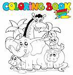 Coloring book with cute animals 1 - vector illustration.