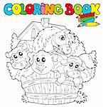 Coloring book with cute animals 2 - vector illustration.