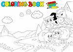 Coloring book with cute animals 3 - vector illustration.