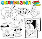 Coloring book with farm animals 2 - vector illustration.
