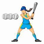 Image of a girl softball player waiting to take a swing.