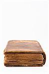 Old antique book from 1739 with leather cover isolated on white