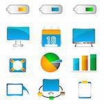 illustration of business icons on white background