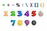 illustration of set of numbers and characters on white background