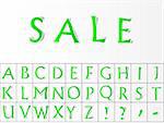 Letters of the alphabet of some crumpled paper with a shadow. EPS 8.  Word- "sale" - sample of use this font.