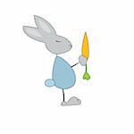 Two color Christmass Hare  (rabbit). Vector illustration