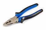 Pliers with black and blue handle. Isolated on white background with clipping path.
