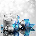beautiful silver and blue christmas background