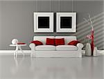 white couch with cushion in minimalist interior - rendering