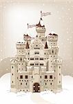 Invitation card with Magic Fairy Tale Winter Princess Castle