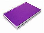 The Purple cover of close Note book on white