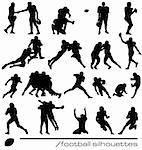 set of football silhouettes