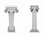 Marble columns two views isolated on white background