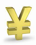 Gold yen sign isolated on white background