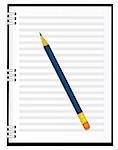 A notebook with a blue pencil. Vector illustration. Vector art in Adobe illustrator EPS format, compressed in a zip file. The different graphics are all on separate layers so they can easily be moved or edited individually. The document can be scaled to any size without loss of quality.