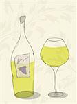 Vector abstract picture of white wine