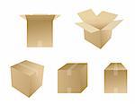 Set of cardboard boxes isolated over white. Vector file available.