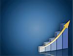 Blue and yellow Business success graph background.