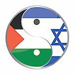 Yin yan symbol with the Israeli and Palestinian flags.