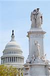 Statue of Peace and Capitol Hill Building dome in Washington DC