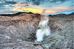 Crater of volcano Bromo at sunrise time. Indonesia