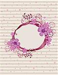 Floral pink oval frame design. This image is a vector illustration.