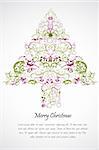 illustration of floral merry christmas card on white background