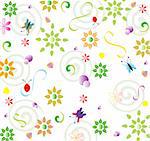 Spring repeating floral pattern with flowers, vector