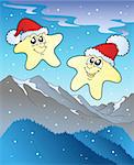 Christmas stars with hats - vector illustration.