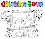 Coloring book with school images 2 - vector illustration.