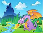 Fairy tale image with dragon 1 - vector illustration.