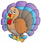 Happy cartoon turkey - vector illustration.